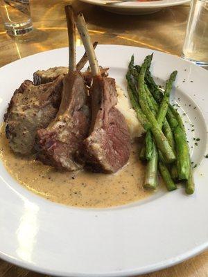 Rack of lamb with Dijon mustard sauce and asparagus