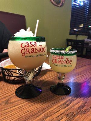 Medium Pina Colada and small margarita