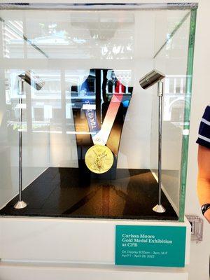 The Olympic Gold Medal that Carissa Moore won in 2020.