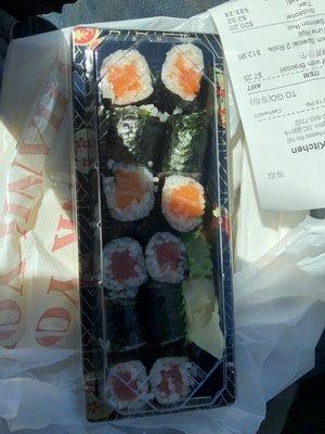 One Salmon Roll and One Tuna Roll