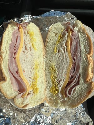 Turkey ham & cheese with mustard. Their sandwiches are so fresh always