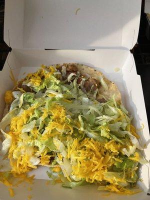 Supposedly beef CrunchTada Tostada but it was all beans n old soggy ass lettuce