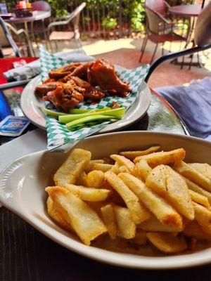 Lunch Hot Wings and Fries.