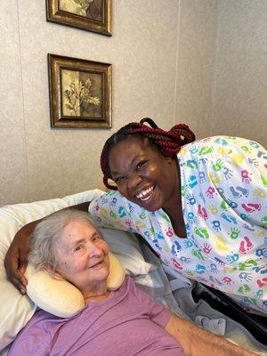 Mom and her CNA. They truly loved each other.