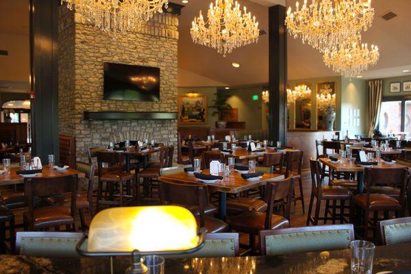 View of the bar into the main dining room