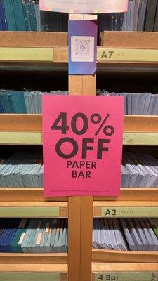 Paper bar sale!