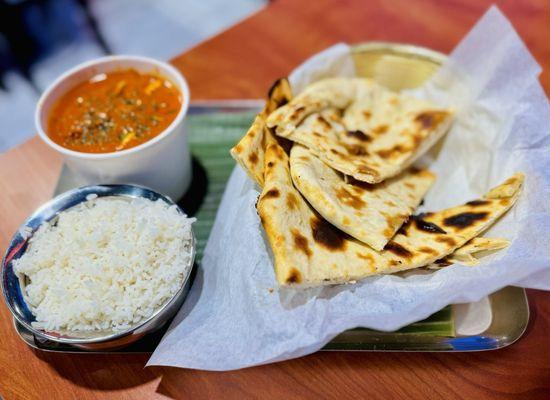 Paneer Butter Masala Butter Naan White Rice