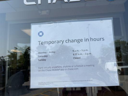 Temporary change in hours