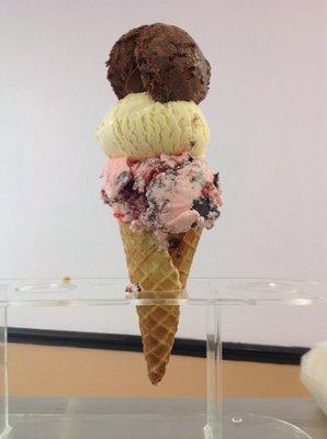 Triple scoop on our fresh homemade waffle cone!