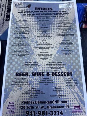 Side 1 of the menu