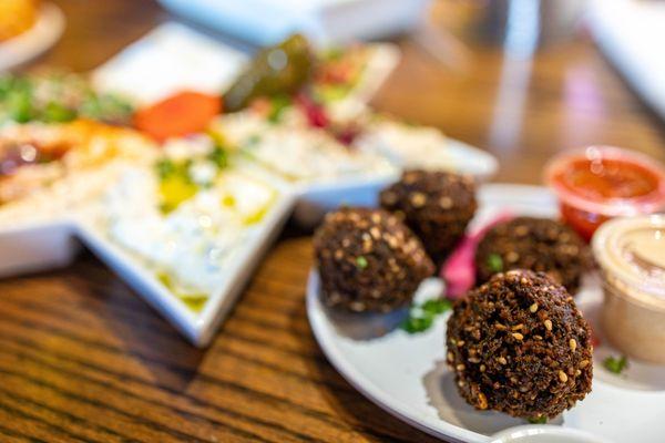 Falafel Mezza Sampler ($15)