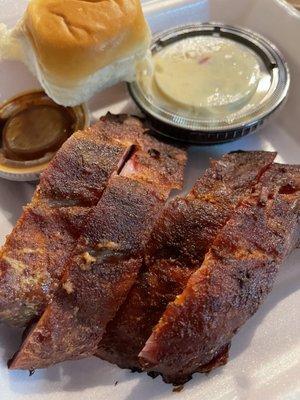 Baby back ribs! And potato salad