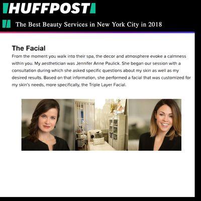 Our Triple Layer Facial featured in Huffpost for 2018 Best Beauty Service!