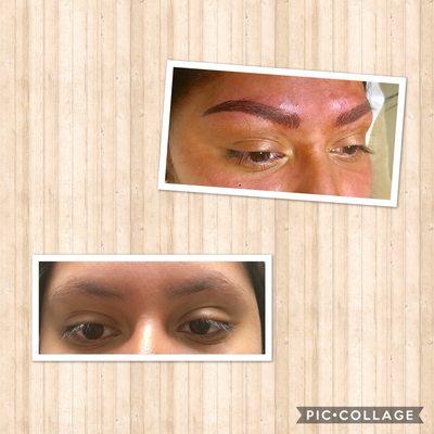 Permanent makeup eyebrows with micro-pigmentation