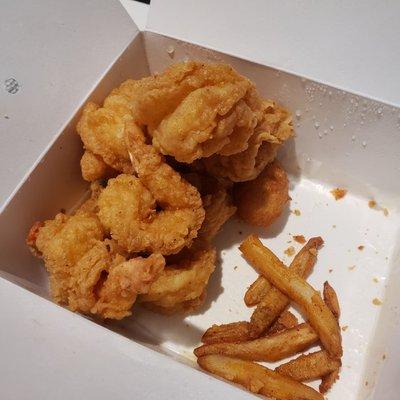 $12 Shrimp basket...the bottom WAS filled with fries