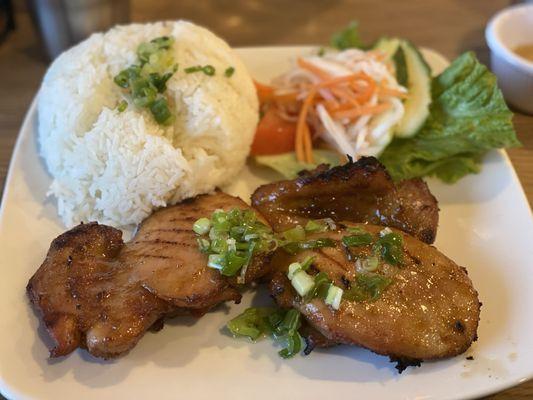 Smoky Grilled Chicken with steamed rice, side of pho broth (not pictured)