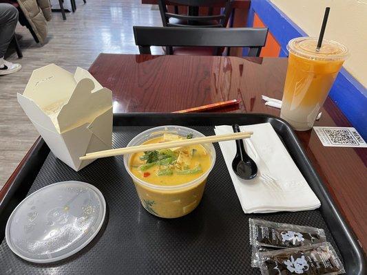 Panang Curry with Tofu  Horchata Thai Tea