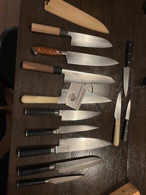 All of my my knives Steven sharpened