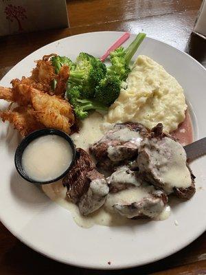 Beef tenderloin and Coconut Shrimp