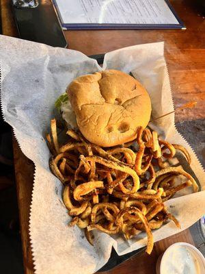 Umami Burger and seasoned curly fries