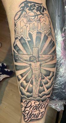 Artist Jewel , Black an grey Jesus leg piece