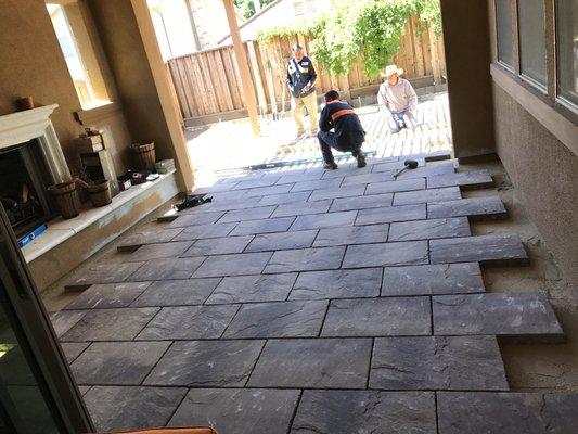 Patio area big pavers