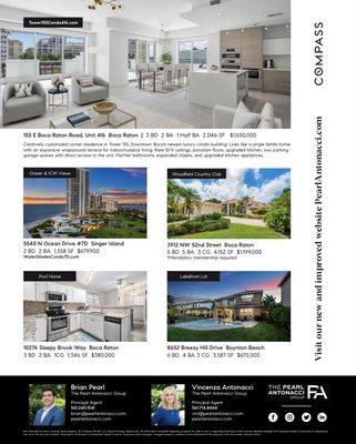 The Pearl Antonacci Group full page advertisement in the areas top real estate magazines get more exposure for our clients homes