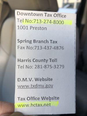 Make sure you have an appointment from  WWW.HCTAX.NET before you come of they won't let you in.