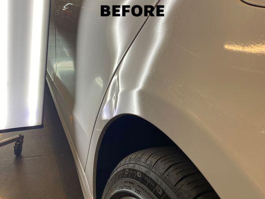 Before paintless dent repair