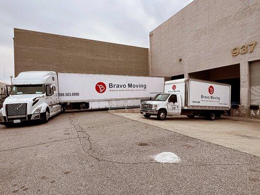 Our long distance truck is being loaded.