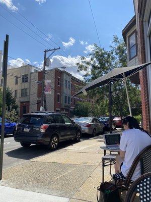 Outside seating on 15th street