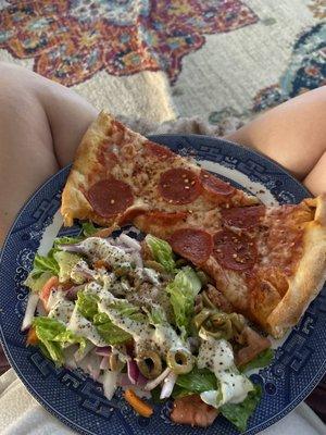 Pepperoni pie and House Salad