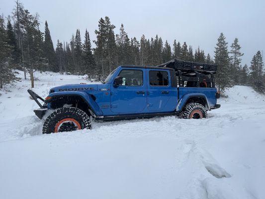 Stuck in the snow?? Got unstuck easy with the Front and Rear Lockers installed by The Edge Automotive 4x4 !