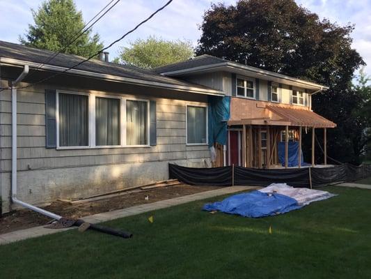 Existing House with front porch framing.