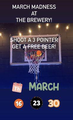 Thursdays in March... Shoot a 3-Pointer and win a free beer!