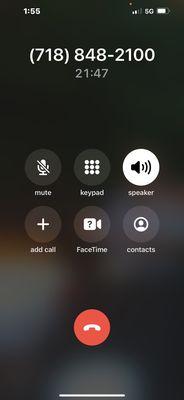 Screen shot of amount of time on hold to be repeatedly disconnected