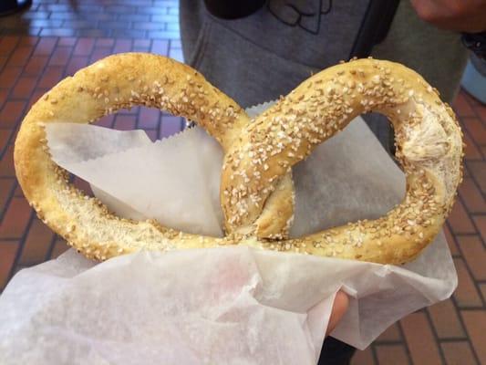 Sea salt and sesame seed pretzel