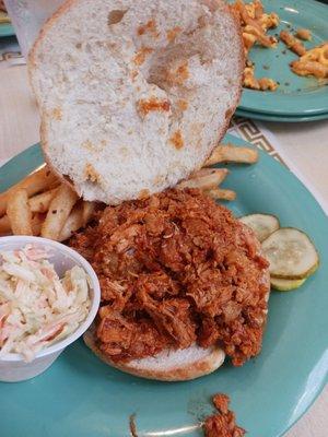 Pulled pork barbecue sandwich