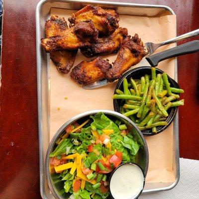 Smoked wing dinner with 2 sides