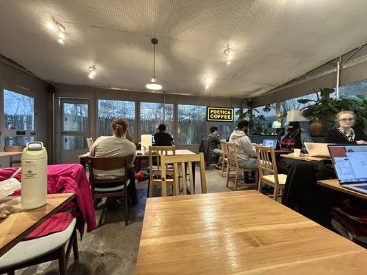 Enclosed backyard patio area