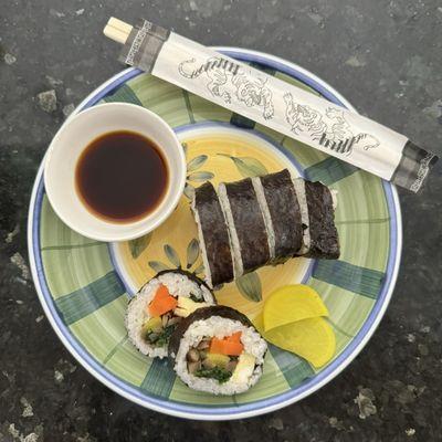 Delicious Vegetable Kimbap with yellow radish