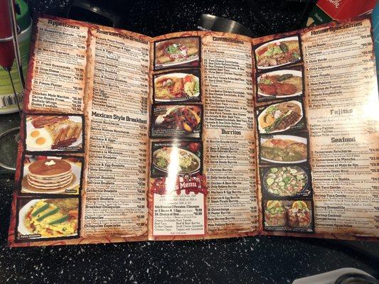 Part of their to go menu