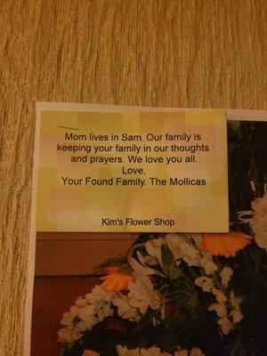 It was supposed to say Mom, Liz and Sam.