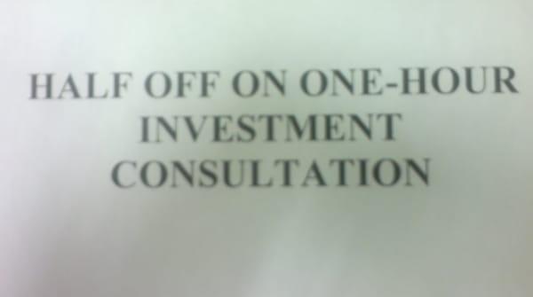 Half Off on 1-Hour, Face-to-Face Investment Consultation