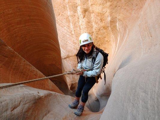 The last rappel in one of our most popular "High Adventure" slot canyon tours. Anyone know this spot?