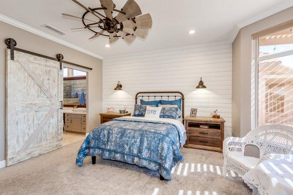 Master bedroom remodel with industrial farmhouse look