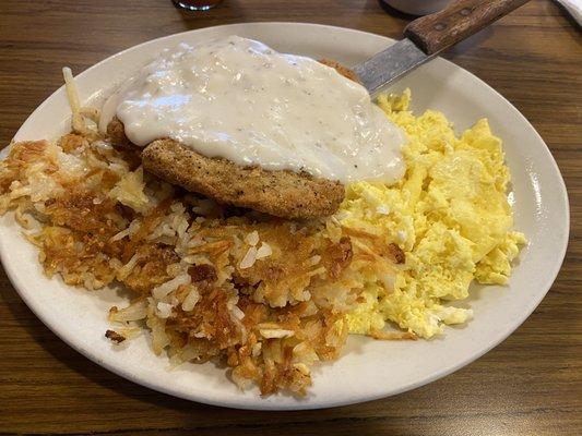 Country Fried Steak with Eggs & Hash-browns