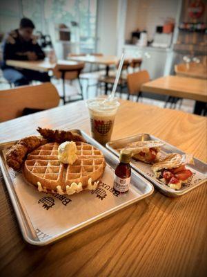 CHICKEN AND WAFFLE &  PB & J WAFFLE SANDWICH