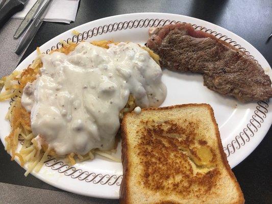 Steak, HB w/gravy, toast