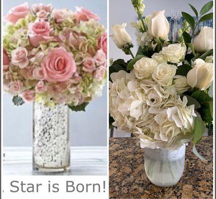 I ordered the one on the left and received the one on the right for $101. I requested for white roses instead of pink. Unhappy